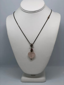 Rose Quartz Heart Pendant on Sterling Box Chain