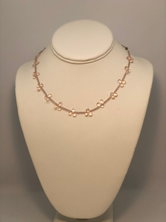 Rose Quartz Cluster Necklace with Sterling Hardware