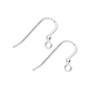 Sterling Silver Flat Fish Hook Ear Wires w/Bead