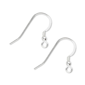 Sterling Silver Fish Hook Ear Wire w/Bead & Coil