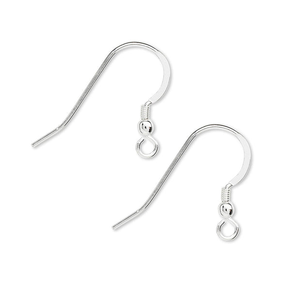 Sterling Silver Fish Hook Ear Wire w/Bead & Coil