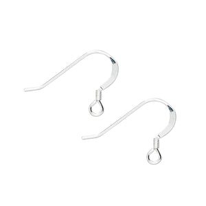 Sterling Silver Flat Fish Hook Ear Wires w/Coil