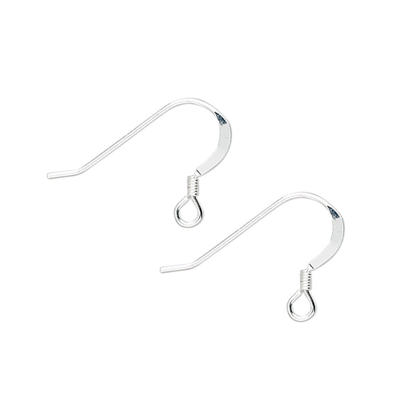 Fish Hook Earring Wires with Bead Sterling Silver (Pair)